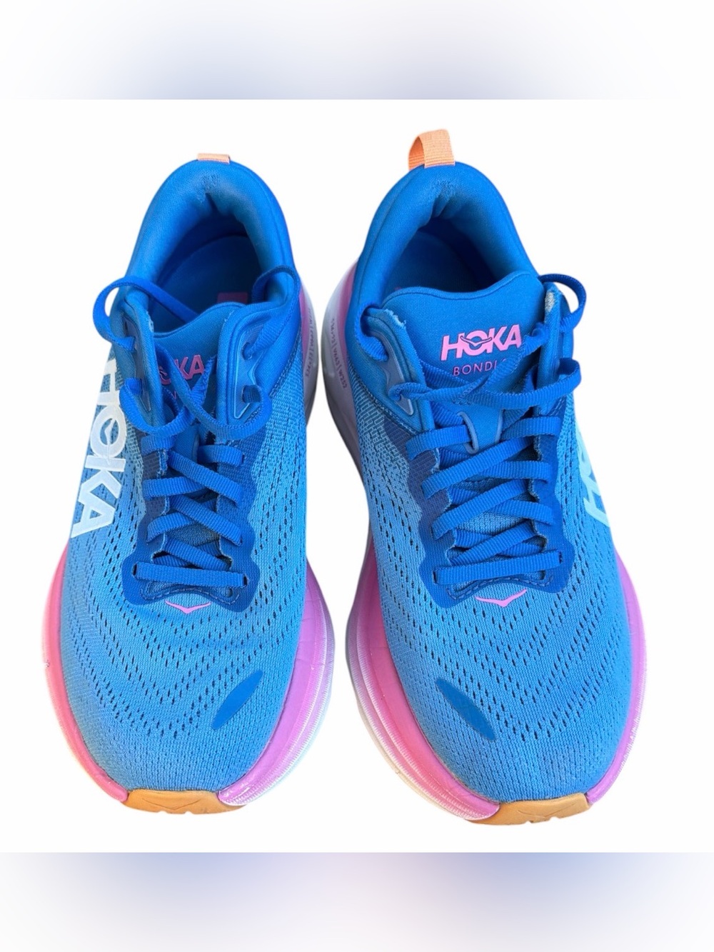 Hoka Women's Blue Running Shoes with Pink Accent - Picture 3 of 6